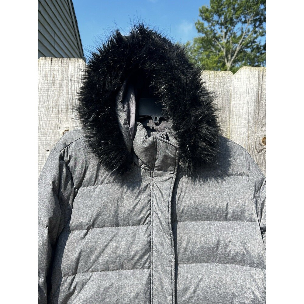 Lands End Women’s Gray Insulated Down Long Puffer Coat Plus 2X With Hood - Picture 9 of 10